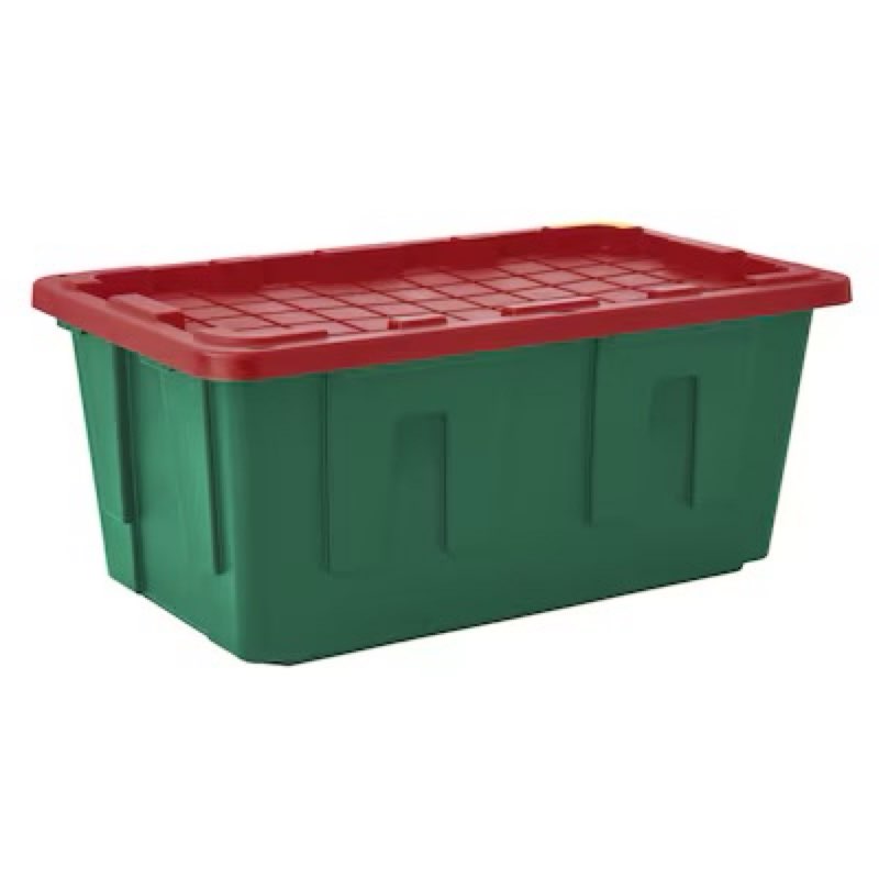 holiday living large 40 -gallons ( 160 -quarts ) green heavy duty stackable tote with standard