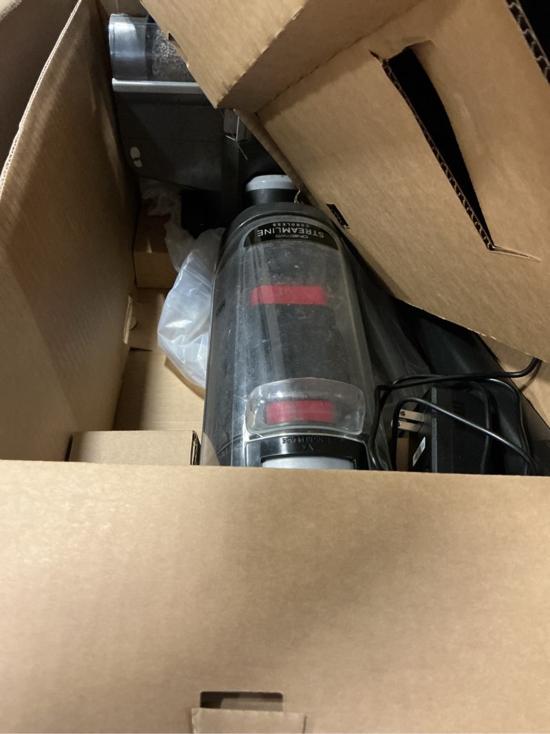 Condition photo showing As Is for hoover onepwr streamline cordless hard floor cleaner machine, portable floor cleaning machine, self cleaning system, wash and dry mode, ideal for hardwood, luxury vinyl, tile and more cordless streamline