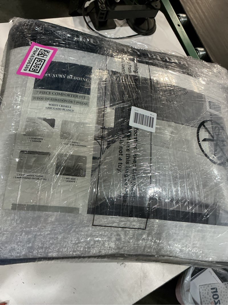 Condition photo showing New/Like New for cozylux queen comforter set white seersucker 7 pieces bed in a bag queen comforter set with sheets, luxury soft bedding set with down alternative comforter, sheets, pillowcases & shams for all seasons white queen