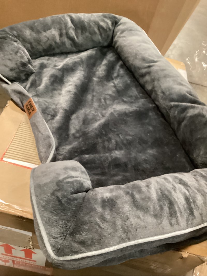 Condition photo showing As Is for (Similar tothe image)Orthopedic Dog Bed with Sides - Dog Sofa Beds for Medium Dogs, Supportive Foam Pet Couch Bed with Washable Removable Cover, Waterproof Lining and Non-Slip Bottom, Grey - M 28.0\"L x 23.0\"W x 6.5\"Th Grey
