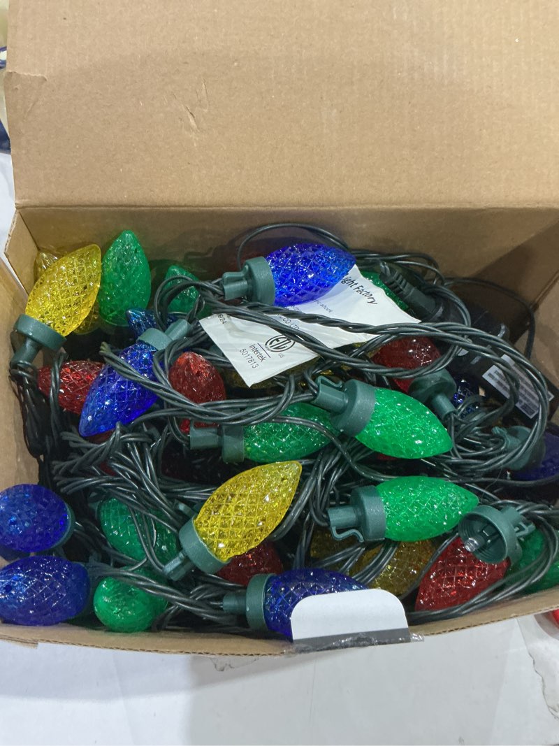 Condition photo showing As Is for AWQ 100LED 81 FT C9 Christmas String Lights Plug in Fairy Twinkle String Lights 8 Modes Timer Function Waterproof Extendable for Indoor Outdoor Wedding Party Christmas Decoration (100, Multicolor) 100 Multicolor