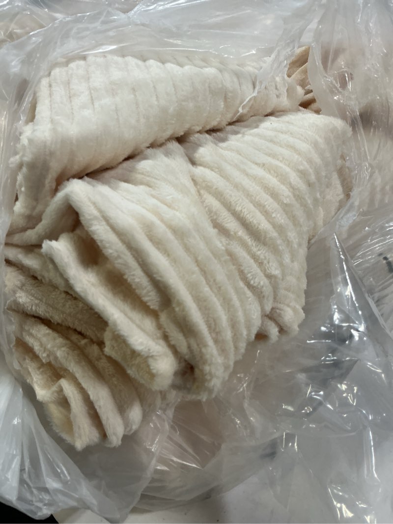 Condition photo showing As Is for Buryeah 12 Pcs Flannel Throw Blanket Bulk 50 x 60 in Sleepover Blanket Outdoor Wedding Throw Lightweight, Oeko-tex Standard 100 Certified for Sofa Homeless Gifts (White) 12 White