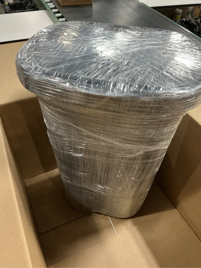 Condition photo showing Good Condition for rubbermaid spring top trash can with lid 13 gallon gray plastic garbage bin for home/kitchen/office/garage spring top gray