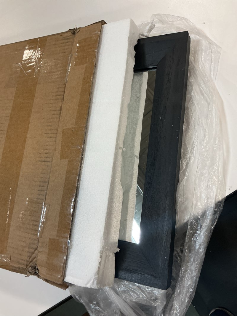 Condition photo showing Good Condition for AAZZKANG Full Length Mirror with Wood Framed Modern Large Wall Mirrors 43"x14" Rectangle for Bedroom Living Room Bathroom Dressing Room Entryway Hanging Black 43"L x 14"W Black