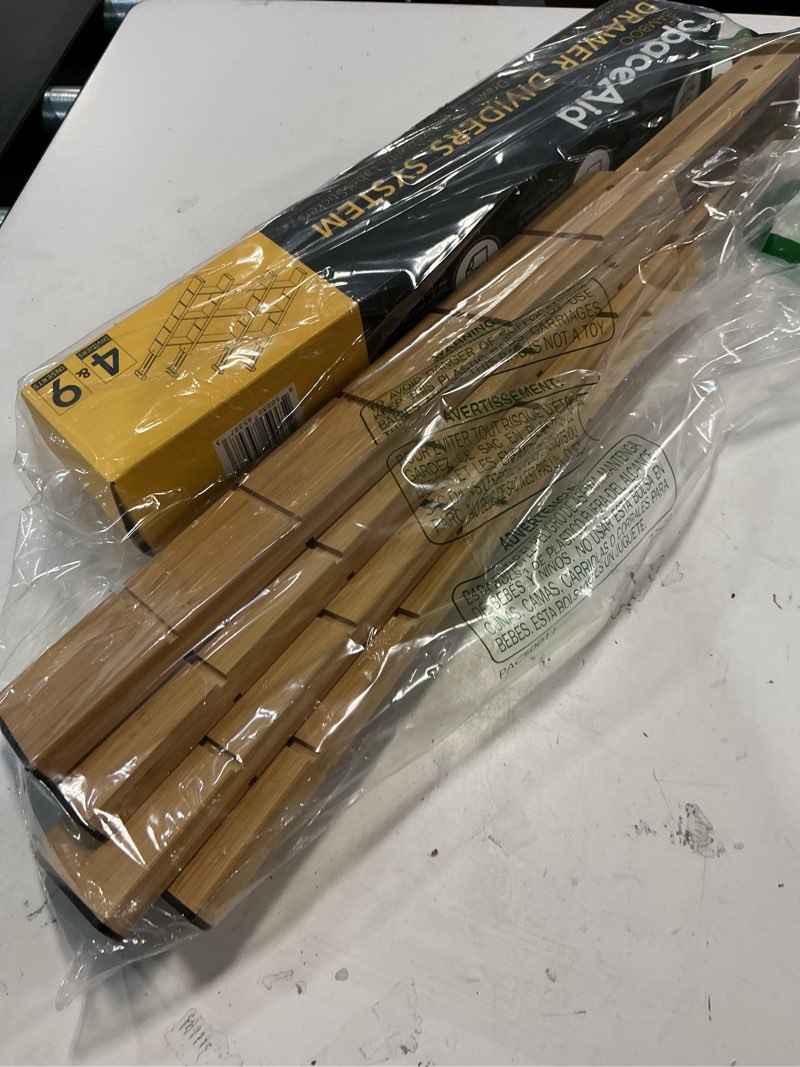 Condition photo showing Good Condition for SpaceAid Bamboo Drawer Dividers with Inserts and Labels, Kitchen Adjustable Drawer Organizers, Expandable Organization for Home, Office, Dressers, 4 Dividers with 9 Inserts (17"-22" Natural) 2.35''H, 17''-22''L, 4 Dividers NATURAL