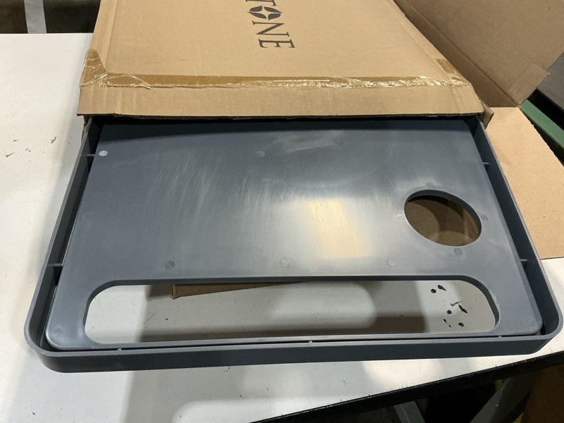 Condition photo showing New/Like New for Walker Tray Table with 2 Cup Holders - Universal Trays for Standard Folding Walkers - Home Mobility Accessories by Bluestone (Gray)