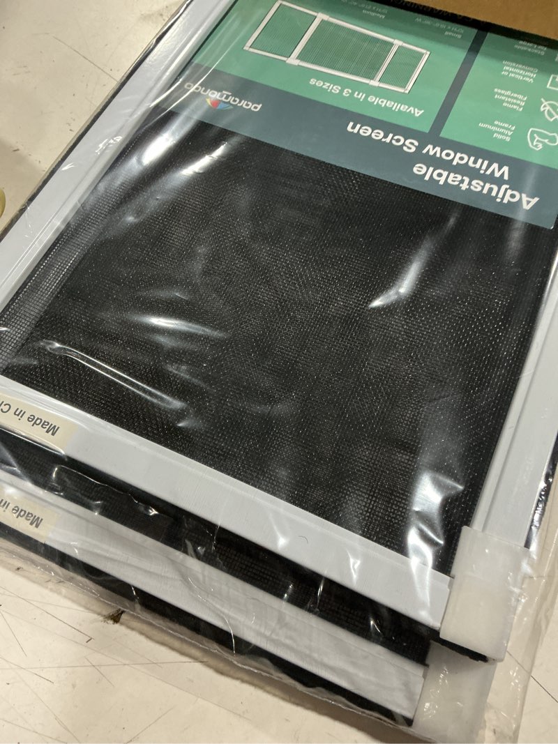 Condition photo showing Good Condition for paramondo expandable window screen, horizontal (10" h x 19.6" - 36" w, 2 pack) adjustable window screens, replacement window screens for house windows small (10" h x 19.6"-36" w, 2 pack) white frame + black mesh