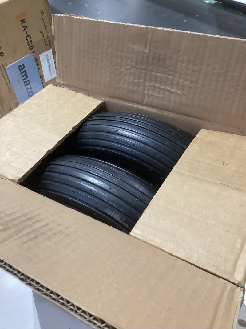 Condition photo showing Good Condition for Parts Camp 13" Wheelbarrow Tires and Wheels 4.00-6 Pneumatic Tires with 5/8"&3/4" Bore Hole and 1.75" Centered Hub Flat Free Wheelbarrow Tire Fit Wheelbarrows/Wagons/Dolly/Trolley/Hand truck(2 Pack) 2pcs