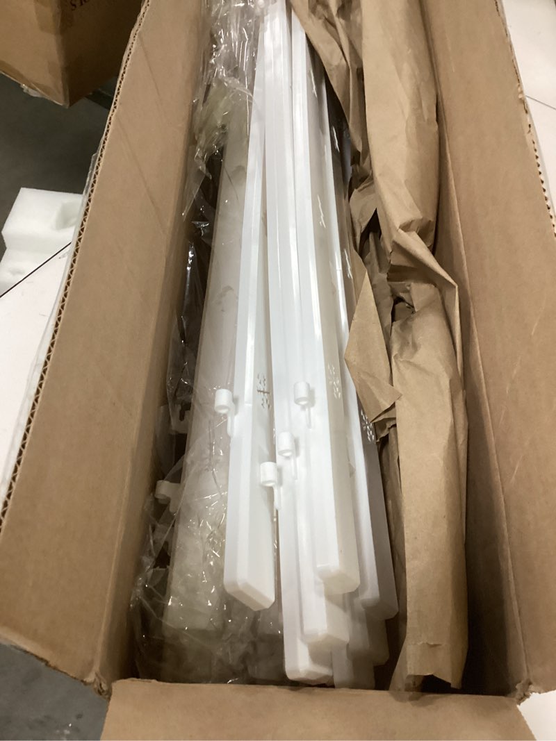 Condition photo showing As Is for Christmas Tree Fences: 28 Pieces 16.5" Tall White DIY Christmas Tree Gate Picket Fence Border for Xmas Holiday Party Decoration - 4.6 x 16.5 Inches Decorative Plastic Tree Barrier 28Pcs White