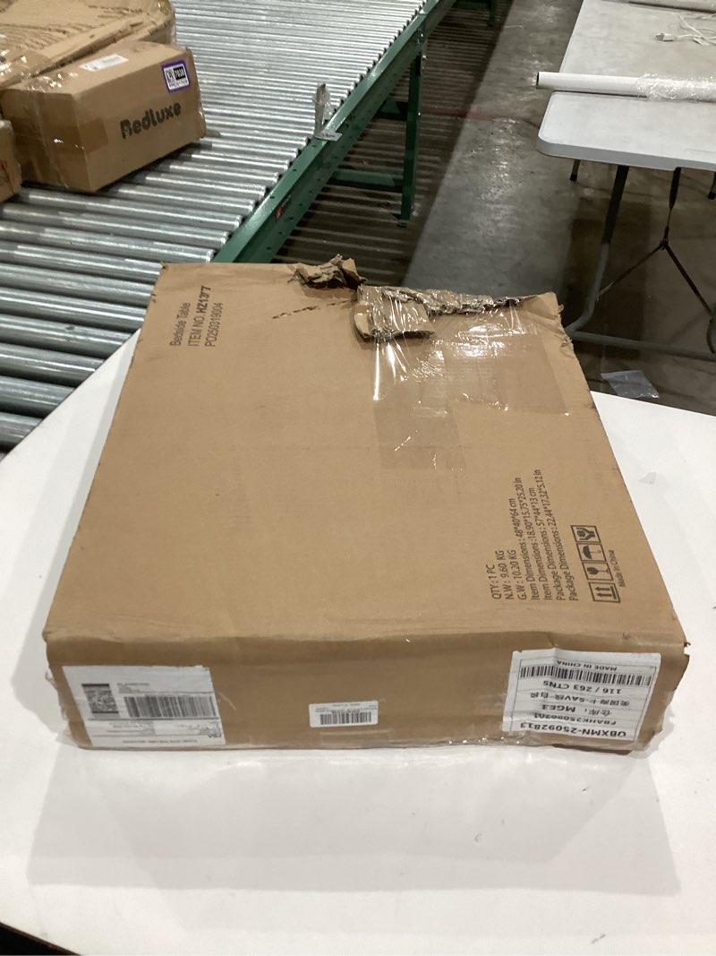 Condition photo showing New/Like New for Masupu Extra Large Rattan Nightstand,Boho Night Stand Modern Farmhouse Wood Bedside Table with Storage Drawer and Open Shelf,Side End Table for Bedroom,Living Room,Office White X-Large A-white