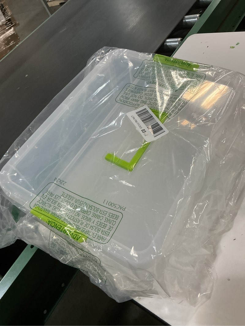 Condition photo showing Good Condition for 2 Layer Plastic Storage Containers with Lids, Multipurpose Clear Stack & Carry Box, Portable Craft Organizers and Storage Bin for Organizing Art & Craft, Sewing, Makeup, Nail Supplies (Green)