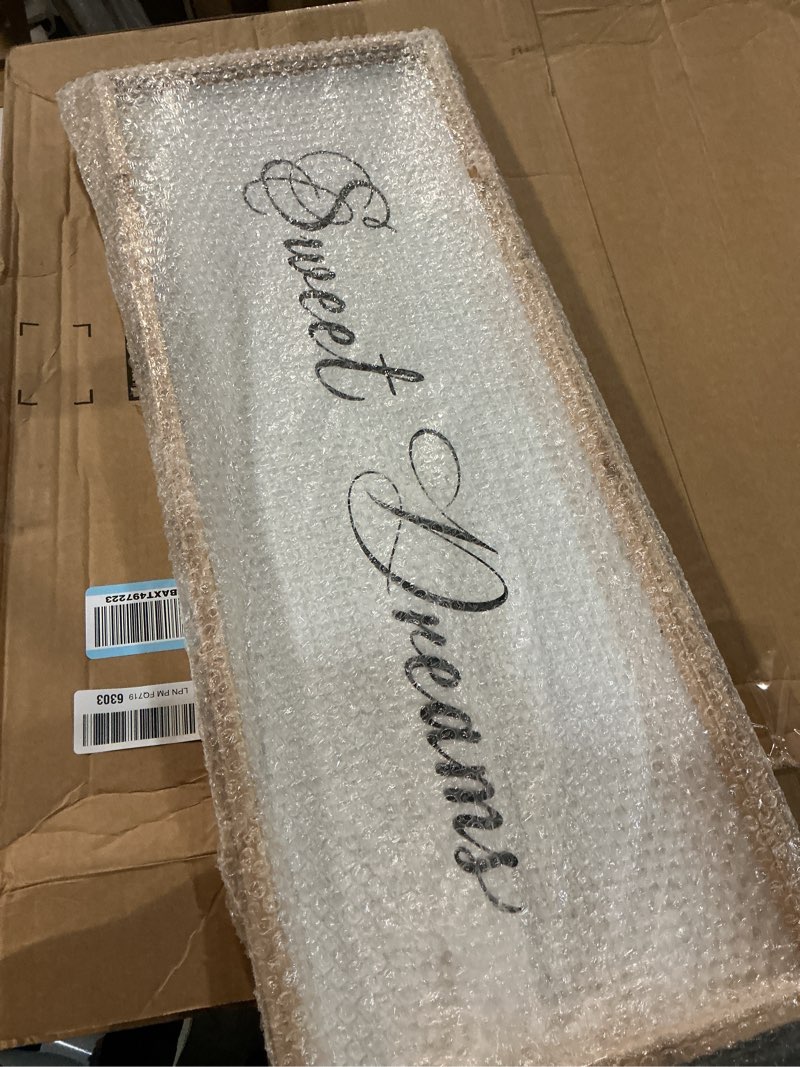 Condition photo showing As Is for similar sweet dreams decorative rustic sign & plaque framed wall art for couples, 40''×15'' farmhouse wooden horizontal sweet dreams wall decor above bed, vintage cottagecore wedding gift for living room white frame 40\"l x 15\"w sweet dreams