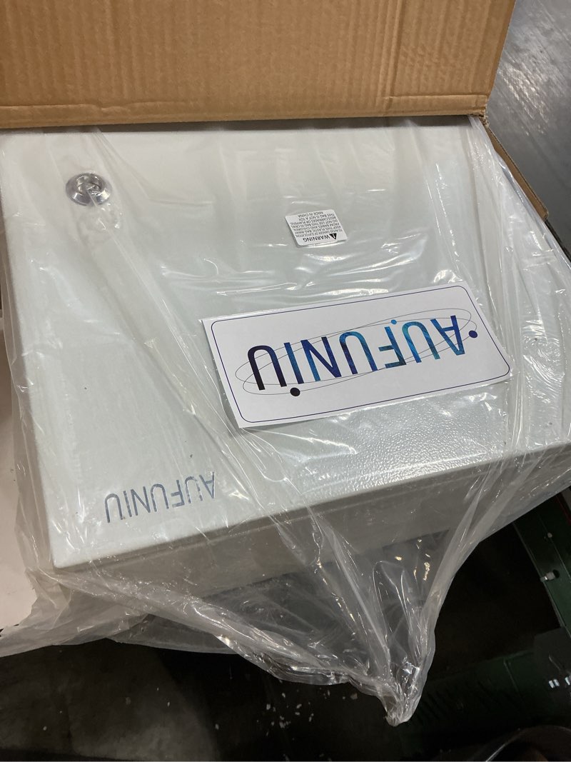 Condition photo showing New/Like New for steel electrical junction box, 20 x 16 x 8 waterproof & dustproof electrical enclosure, outdoor & indoor universal project box with lock & mounting plate 20 x 16 x 8" grey
