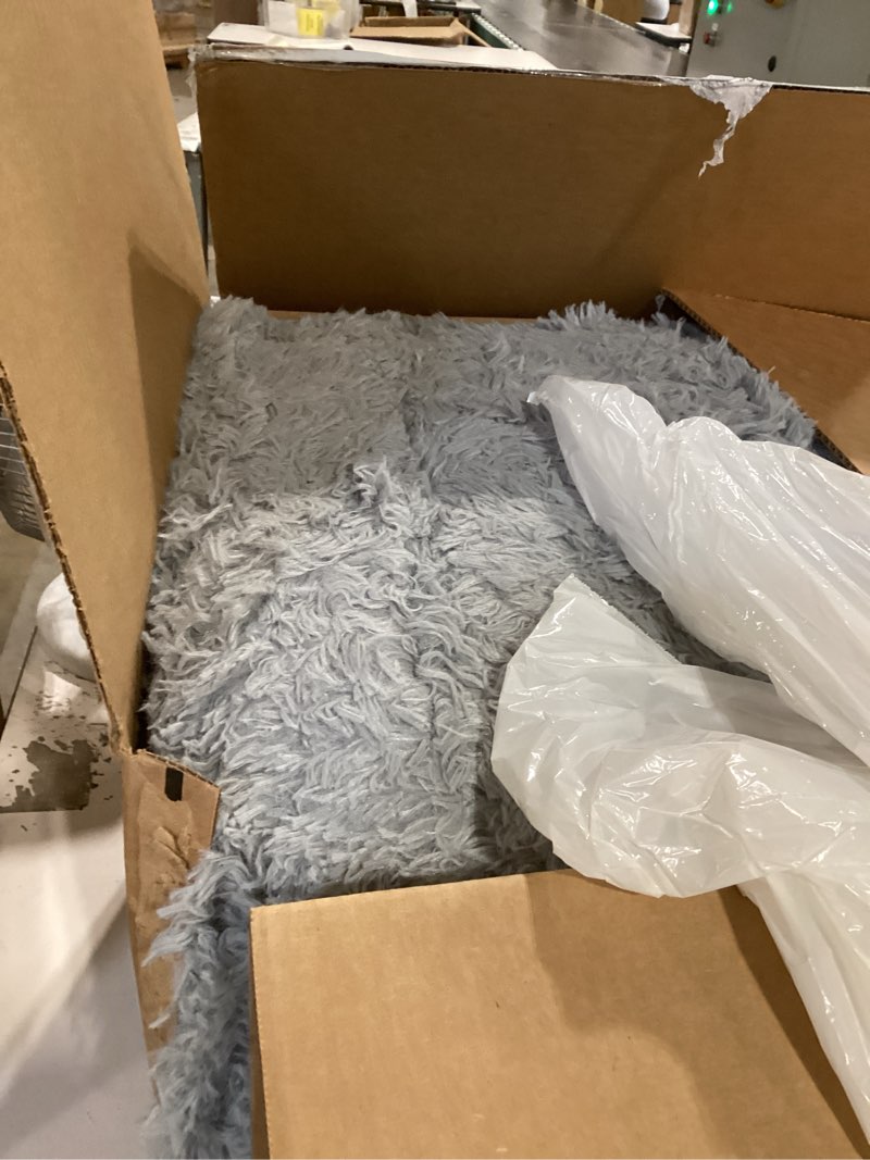 Condition photo showing Good Condition for twinnis super soft shaggy rugs fluffy carpets, 10x14 feet, indoor modern plush area rugs for living room bedroom kids room nursery home decor, upgrade anti-skid rectangular fuzzy rug, grey 10' x 14' (rectangular) grey