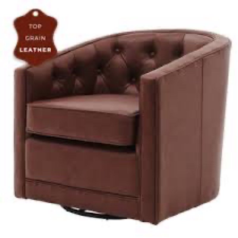 1900153-426 Top grain leather swivel accent arm chair