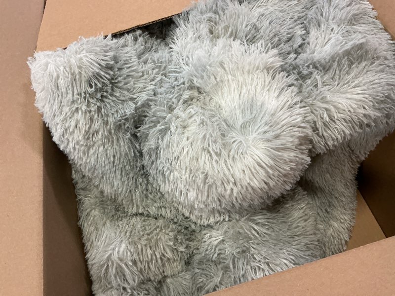 Condition photo showing As Is for ThreadGlobe Premium Shag Area Rug 6'x9', Tie-Dye Grey Ultra Plush Rugs for Living Room, Non-Slip Carpet for Bedroom & Nursery Rooms, Smooth Touch Luxurious Floor Decor, Tie-Dye Grey, 6x9 Ft Tie-dye Grey 6' x 9'