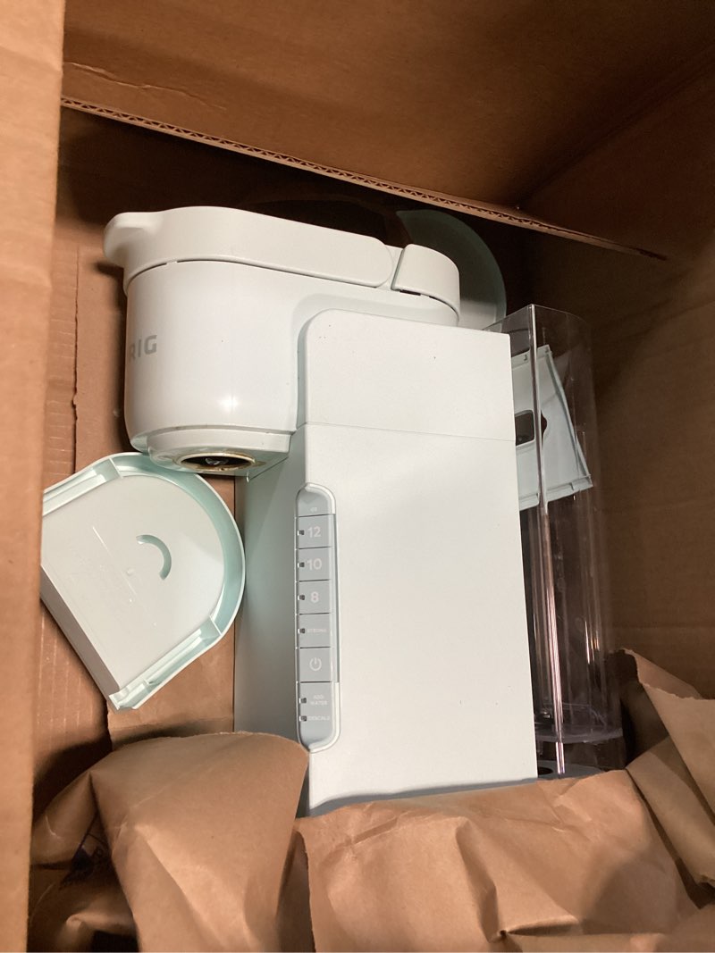 Condition photo showing As Is for keurig k-express single serve k-cup pod coffee maker, 3 brew sizes, strong button feature, 42oz removable reservoir, mint