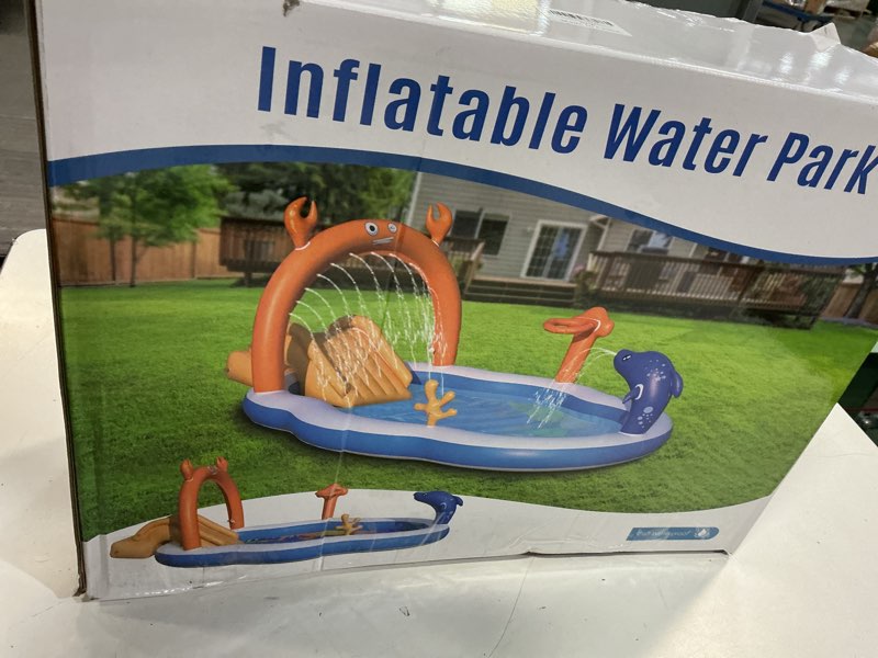 Condition photo showing New/Like New for starocean 2026 large inflatable play center,kiddie pool with water slide&sprinkler,120''x70"x50''inflatable toddler pool with slide,blowup water play for toldder,inflatable water park for kid backyard