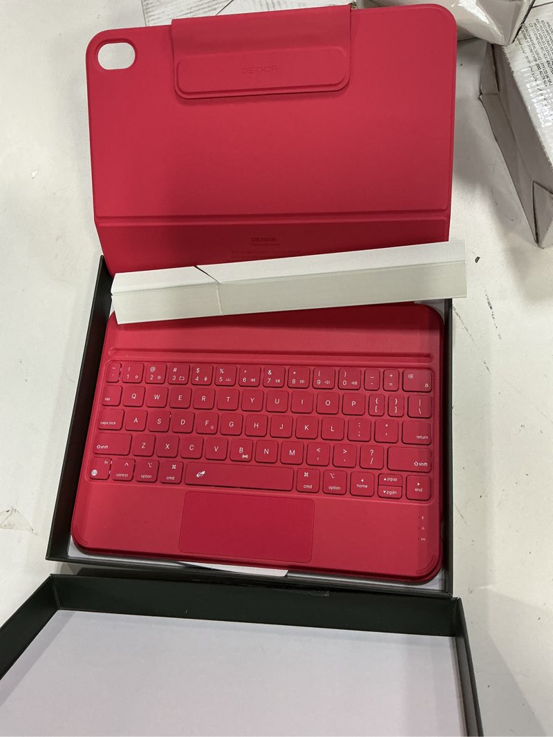 Condition photo showing Good Condition for dexnor for ipad (a16) 11th/10th generation case with keyboard ultra-thin magnetic folio keyboard case trackpad pencil holder backlit rechargeable for ipad a16 11" 2025/10th gen 10.9" 2022, rose red rose red-ipad a16/10th gen