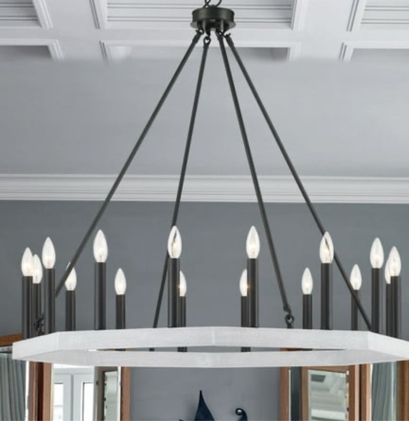 Vanity Art Farmhouse Vintage 16 Lights Wagon Wheel Chandelier Lights Ceiling Light Fixture for Living Room Dining Room 10586-CW-BK