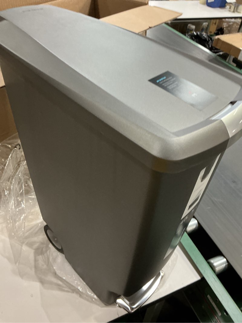 Condition photo showing New/Like New for simplehuman 40 liter / 10.6 gallon slim kitchen step trash can with secure slide lock, grey plastic gray