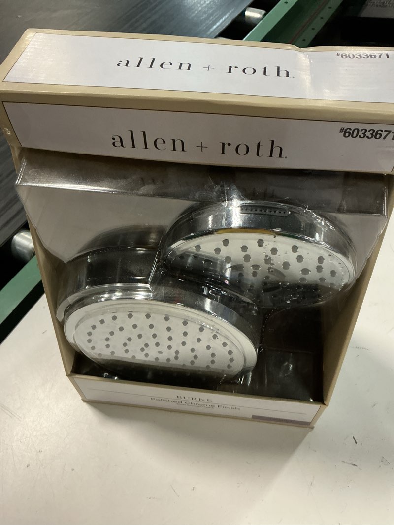 Condition photo showing Good Condition for allen + roth burke chrome 6.3-in dual head shower faucet bar system with 3-way diverter