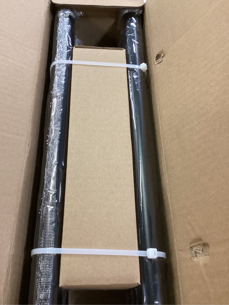 Condition photo showing New/Like New for black curtain rods for windows 72 to 144 inch 1" diameter heavy duty metal adjustable extra long blackout traverse window treatment rods with decorative finials doorway living room bedroom kitchen black 16"-144"|1 pack