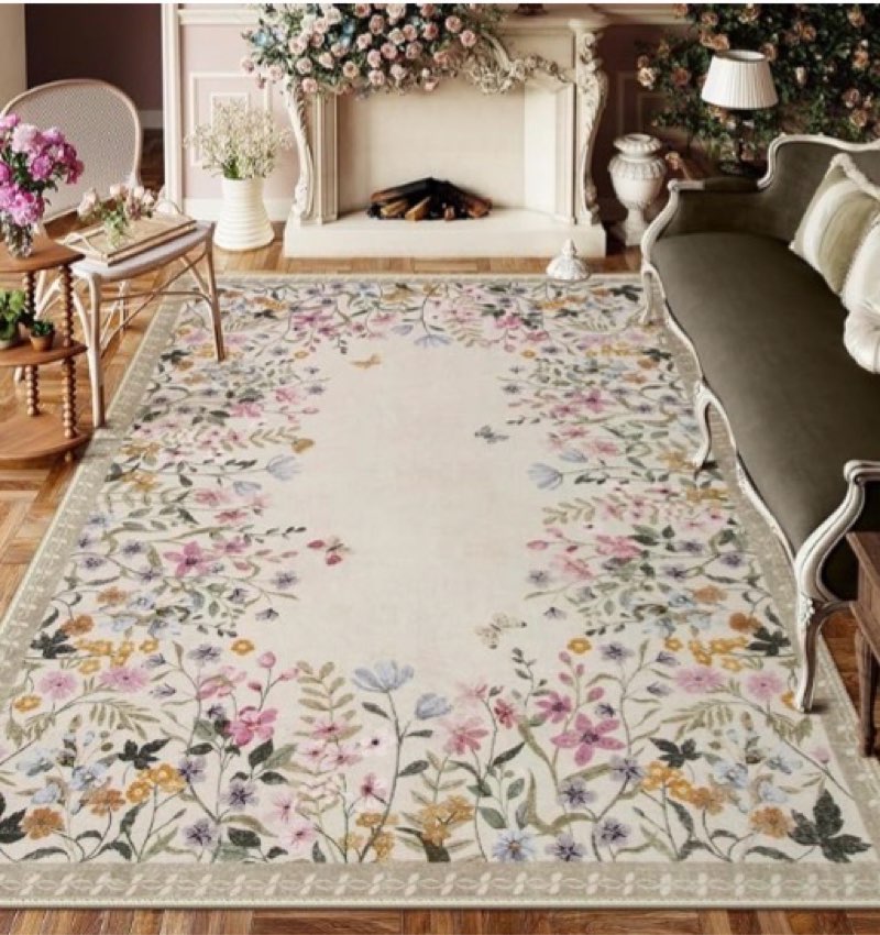 Wonnitar Washable 6x9 Area Rugs, Large Living Room Rug, Non-Slip Soft Floral Rugs for Bedroom, Botanical Area Rug Carpet for Dining Room Guest Room (Beige,6'x9')