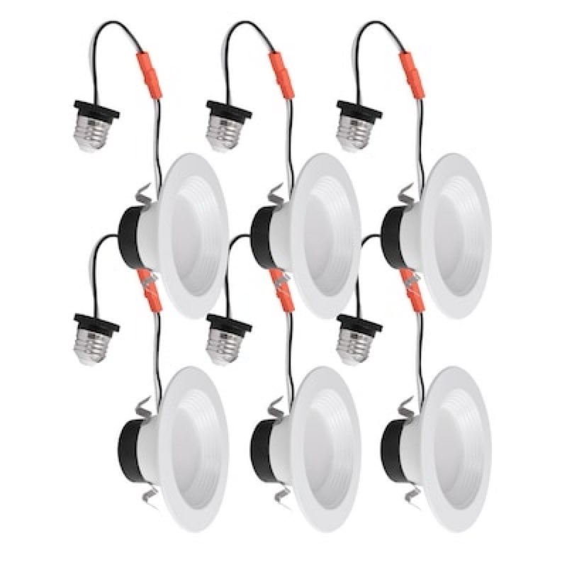 utilitech white 4-in 600 -lumens switchable white round dimmable led wet rated recessed