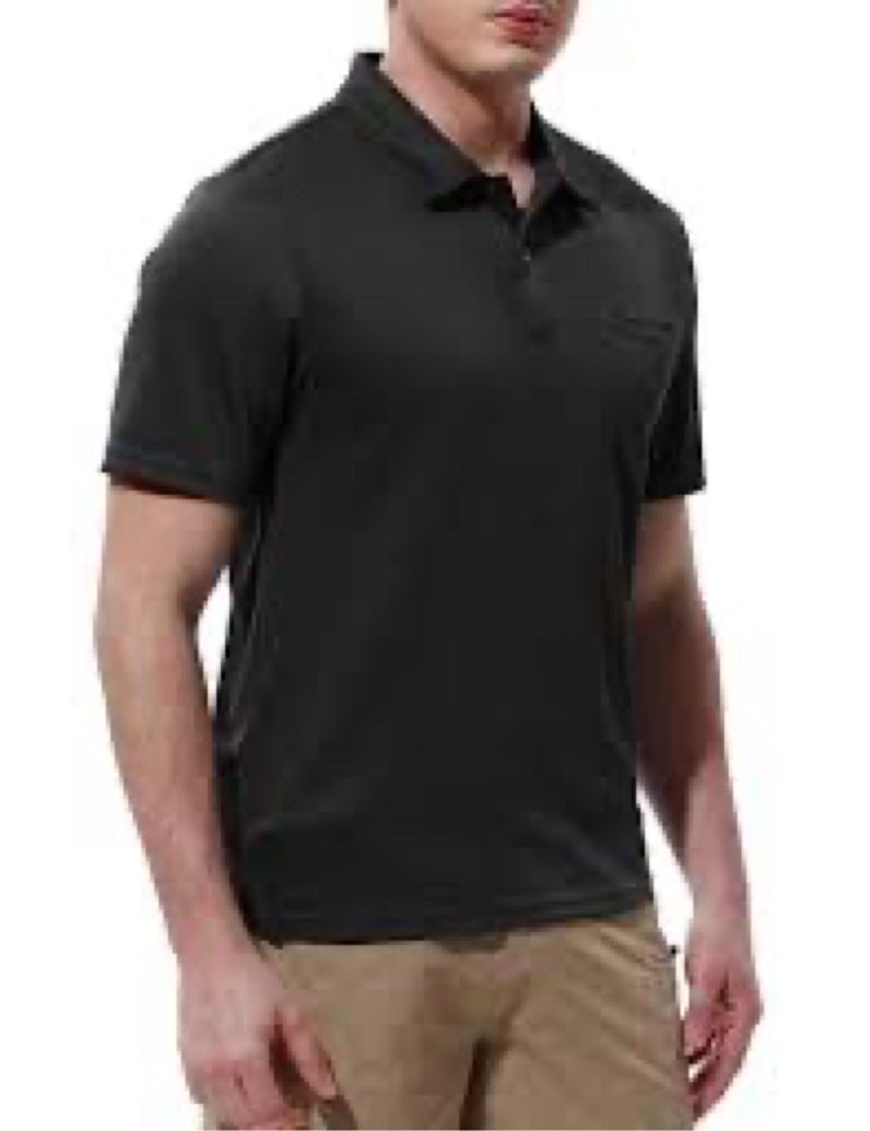 Rdruko Men's Polo Shirts Short Sleeve Quick Dry Outdoor Golf Sports Shirts with Pocket(Black, US XXX
