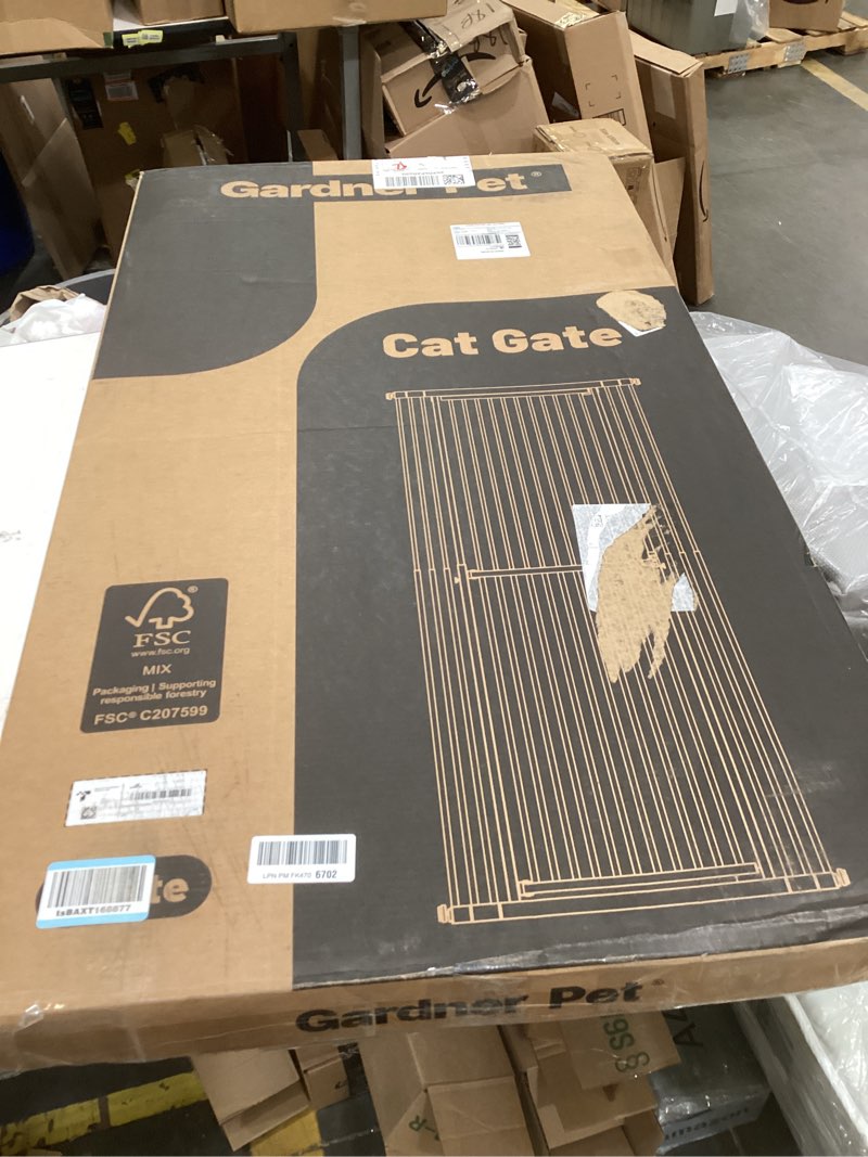 Condition photo showing New/Like New for gardner pet 51"-87" extra tall cat gate for doorway, wide adjustable 27.56"-37" baby gate included 4 extension kits, pressure mounted safety full door gate for stairs, studio, kitchen (white) white 51-87"/130-220cm