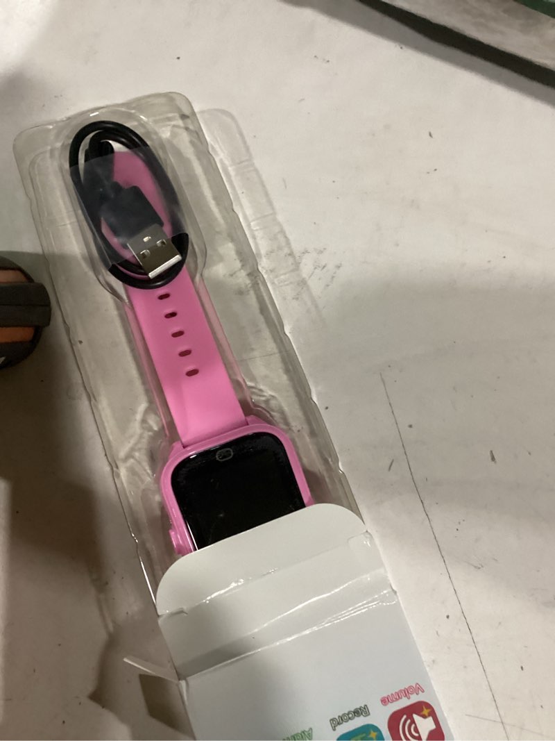 Condition photo showing As Is for OVV Kids Waterproof Smart Watch Boys Girls Age 3-12 Learning Systems Toys with 26 Game 1.44'' HD Touch Screen Music Player Camera Video Recorder 12/24 Hr Clock Pedometer Alarm Torch Calculator pink
