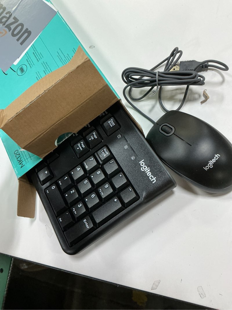 Condition photo showing As Is for Logitech MK120 Wired Keyboard and Mouse Combo for Windows, Optical Wired Mouse, Full-Size, USB, Compatible with PC, Laptop - Black