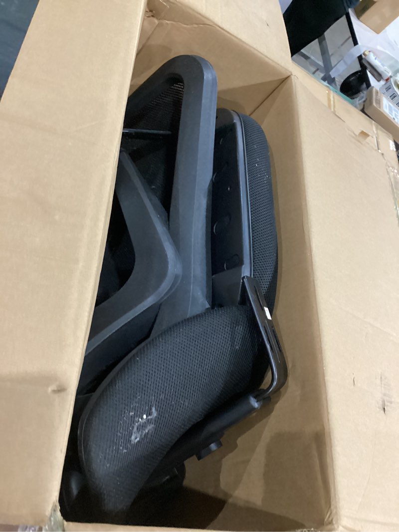 Condition photo showing As Is for duramont ergonomic office chair with rollerblade wheels - high back breathable mesh desk chair, 4d lumbar support, memory foam seat, adjustable headrest and armrests, reclines, black