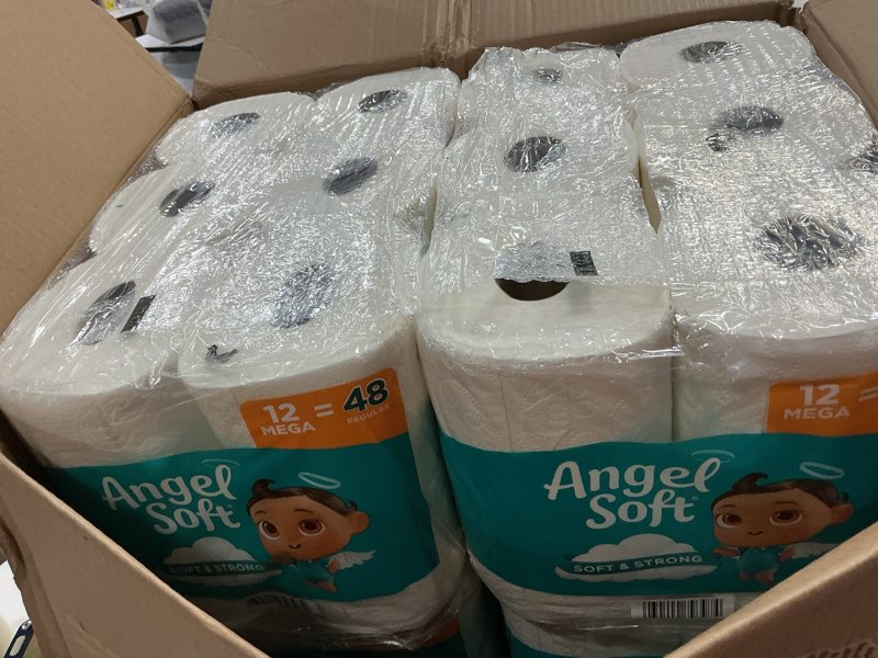 Condition photo showing Good Condition for angel soft toilet paper, 48 mega rolls = 192 regular rolls, soft and strong toilet tissue mega 320 sheet (pack of 48)