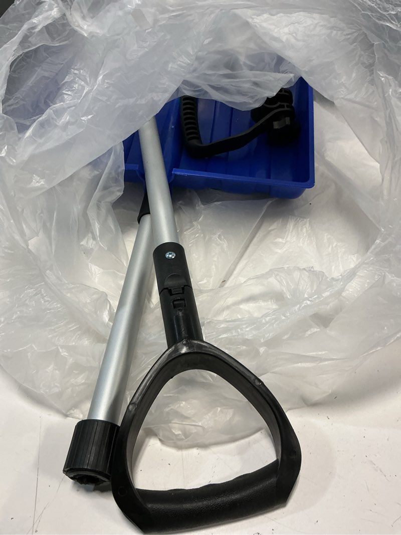 Condition photo showing Good Condition for Snow Shovel for Driveway: 48" Ergonomic Dual D-Handles for Less Back Strain - Aluminum Wear Strip Cleaning Shovel - Lightweight and Portable Snow Removal Tool for Car Camping Outdoor blue 48 in Snow Shovel