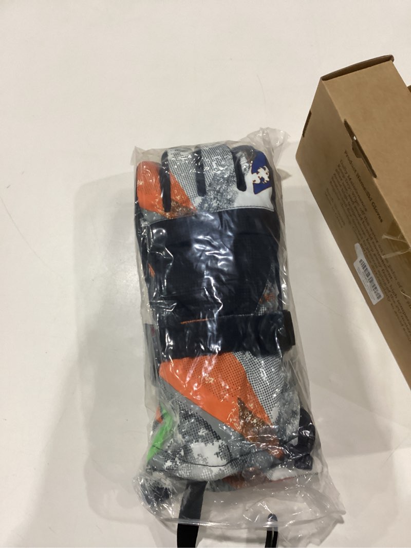 Condition photo showing New/Like New for Ski Gloves, Warmest Waterproof and Breathable Snow Gloves for Cold Weather, Fits Both Men & Women,for Parent Child Outdoor L(Women size L-XL and Men size S-M) Black+Orange
