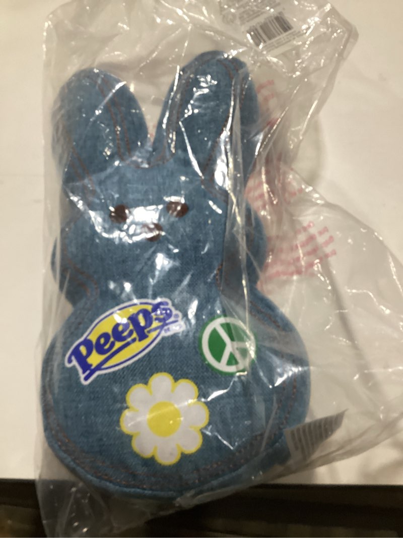 Animal Adventure | Shaggy Bunny Peeps | 9” Collectible Plush | Light Blue Denim Bunny