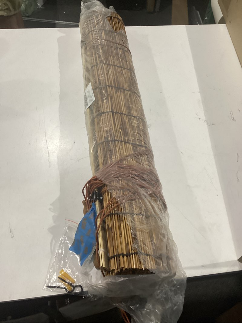 Condition photo showing Good Condition for outdoor blinds roman shades for windows bamboo roller shades for patio porch light filtering sunshade retro natural reed blinds for outdoor windows, 23" w x 48" h coffee 23"w x 48"h