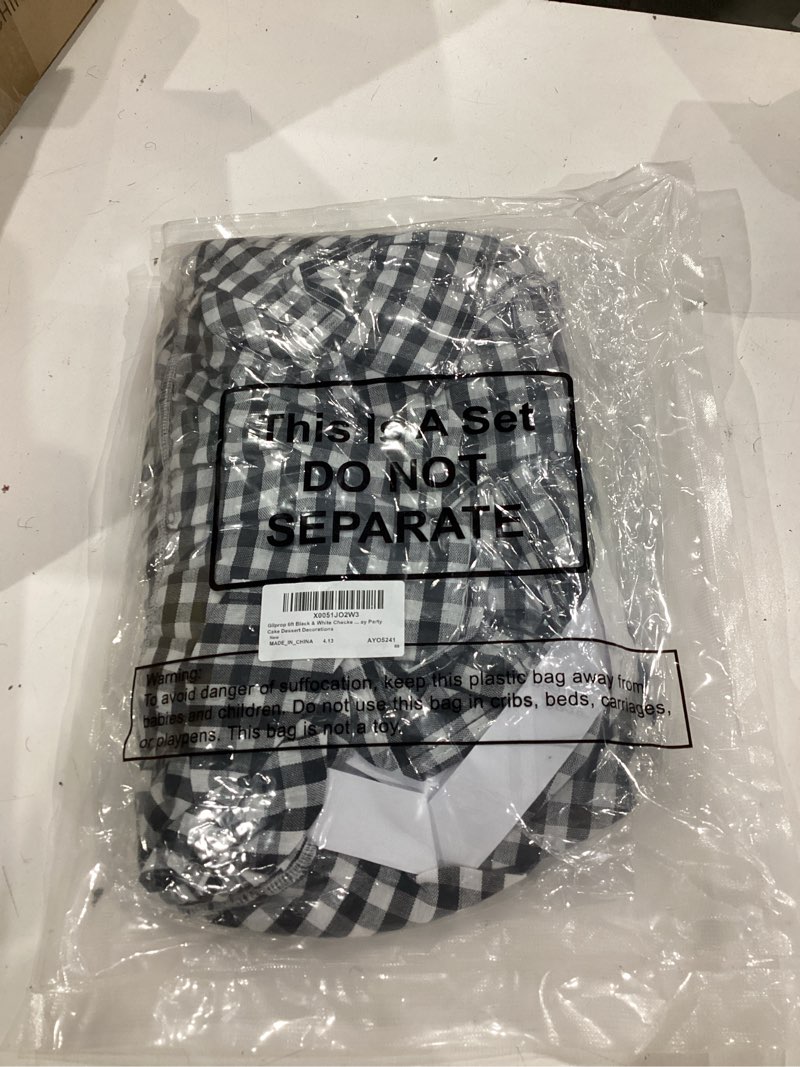 Condition photo showing New/Like New for gilprop 6ft black white checkered gingham table skirt ruffle tablecloth for classroom teacher desk skirt back to school supplies car party decorations birthday party cake dessert decorations