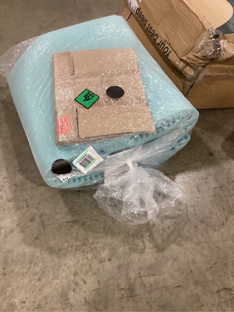 Condition photo showing New/Like New for 2 Inch Cooling Gel Memory Foam Mattress Topper Queen Size, 5-Zone Back Pain Relief Bed Topper, Orthopedic Pressure Relief Mattress Pad, Wave and Cube Ventilated Design, CertiPUR-US Certified