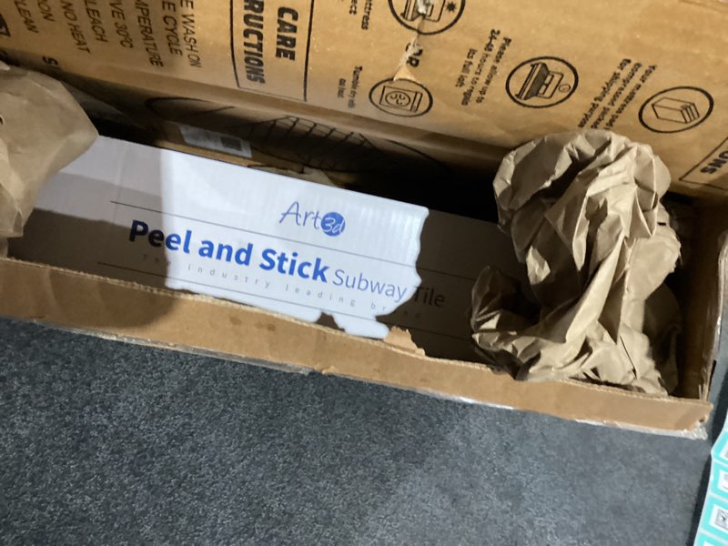 Condition photo showing Good Condition for Art3d 102-Piece Peel and Stick Tile Backsplash for Kitchen Bathroom, 3in. × 6in. Stick on Subway Tile Rust Slate 3" X 6“ Rust-slate 102