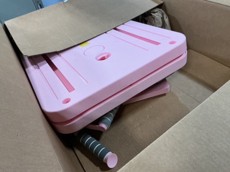Condition photo showing As Is for janua pilates board - pilates reformer set, multi-purpose foldable pilates reformer board for home, 5 in 1 pilates sliding board pink