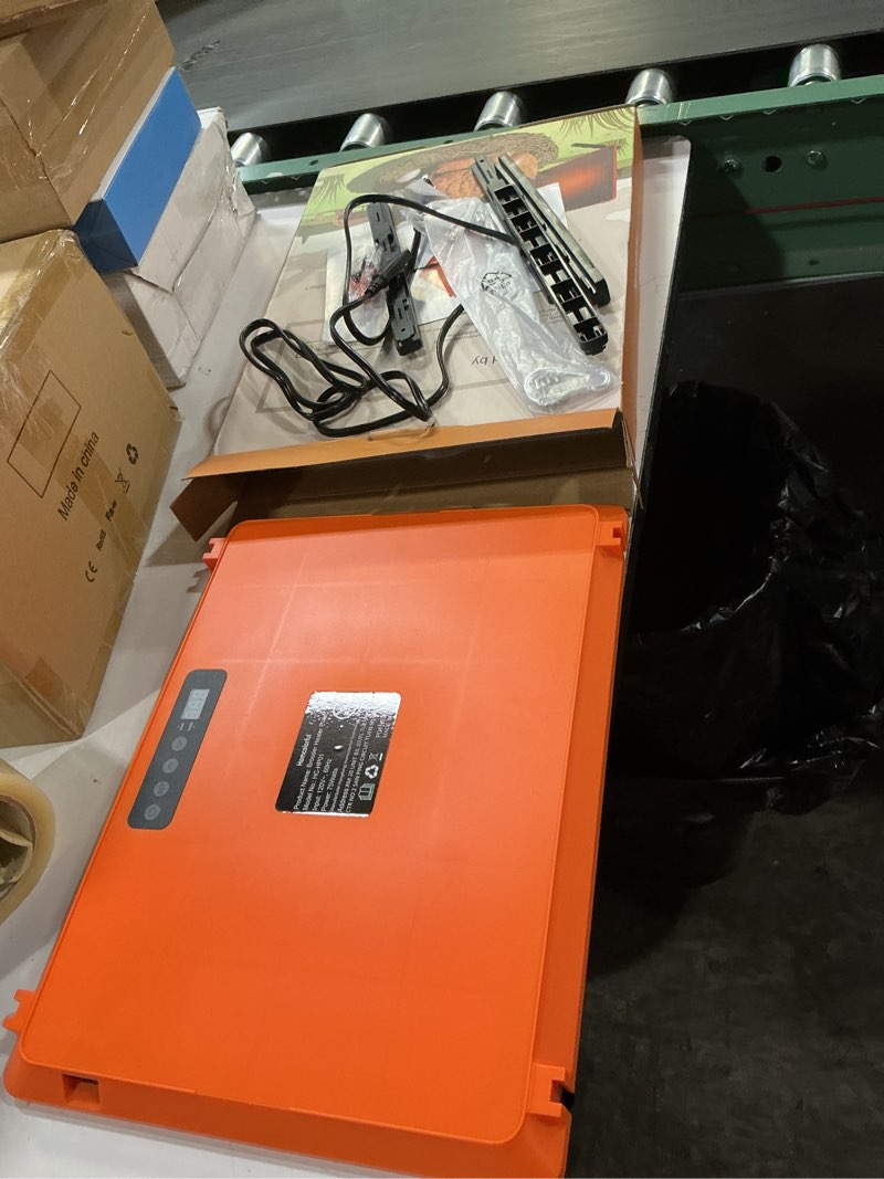 Condition photo showing New/Like New for brooder plate for chicks, 12" x 16" heat plate for chicks for 20 chick, 75 watts chicken coop heater with adjustable temp timer & height & angle, ipx4 waterproof, ul-certified orange