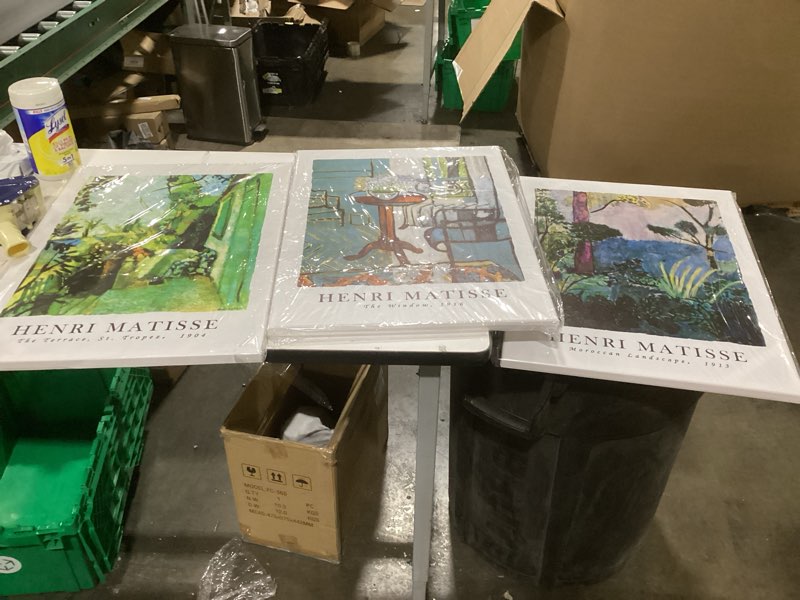 Condition photo showing Good Condition for Large Framed Matisse Wall Art for Living room, 3 Piece Colorful Abstract Canvas Artwork for Walls, Retro Vintage Big Matisse Famous Landscape Paintings Prints Pictures for Hallway Home Office 24x36 24"W x 36" H x 3Pcs Abstract Landscape