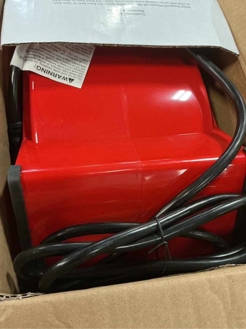 Condition photo showing As Is for lasko 11" x-blower multi-position utility blower fan with usb port, red, x12900, new