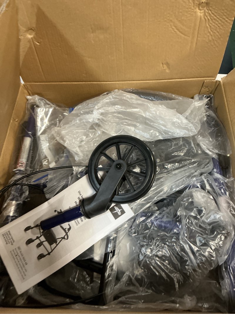 Condition photo showing New/Like New for Medline Rollator Walker with Seat, Steel Rolling Walker with 6-inch Wheels Supports up to 350 lbs, Medical Walker, Blue Deep Blue