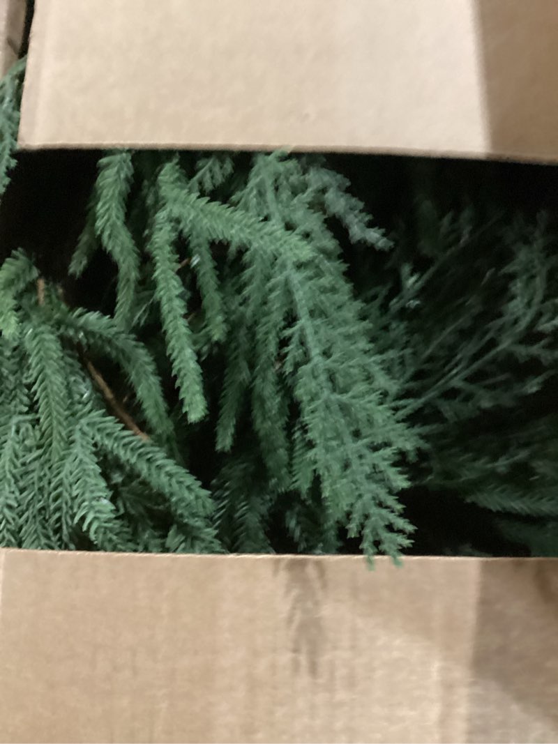 Condition photo showing Good Condition for jutom 1 pcs 9 ft realistic christmas garland - artificial mix norfolk cypress pine needles faux green garland decorations for table mantel winter holiday, indoor & outdoor decor
