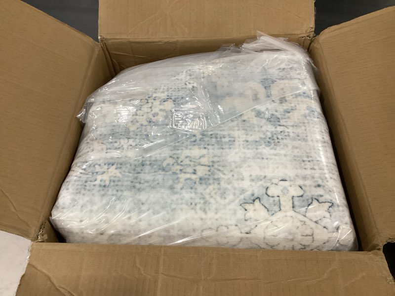 Condition photo showing New/Like New for Lahome Blue Rugs for Living Room, 8x10 Distressed Light Blue Area Rugs for Bedroom, Stain Resistant Large Carpets for Dining Room, Soft Non Slip Floor Mat for Kids Room 8' x 10' Blue