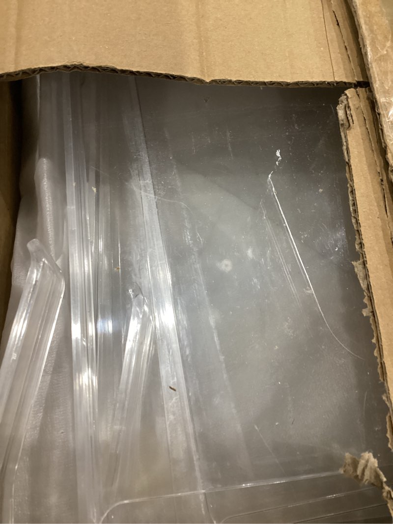 Condition photo showing As Is for 24 Pack Clear Acrylic Shelf Dividers for Closet Shelf Organizer of Bedroom Kitchen Office Bathroom Organizer for Clothes Books Hats and Handbags